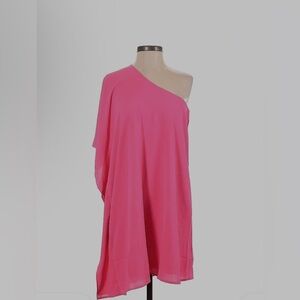 Show Me Your MuMu Hot Pink One-Shoulder Dolman Sleeve Cocktail Dress L NWT